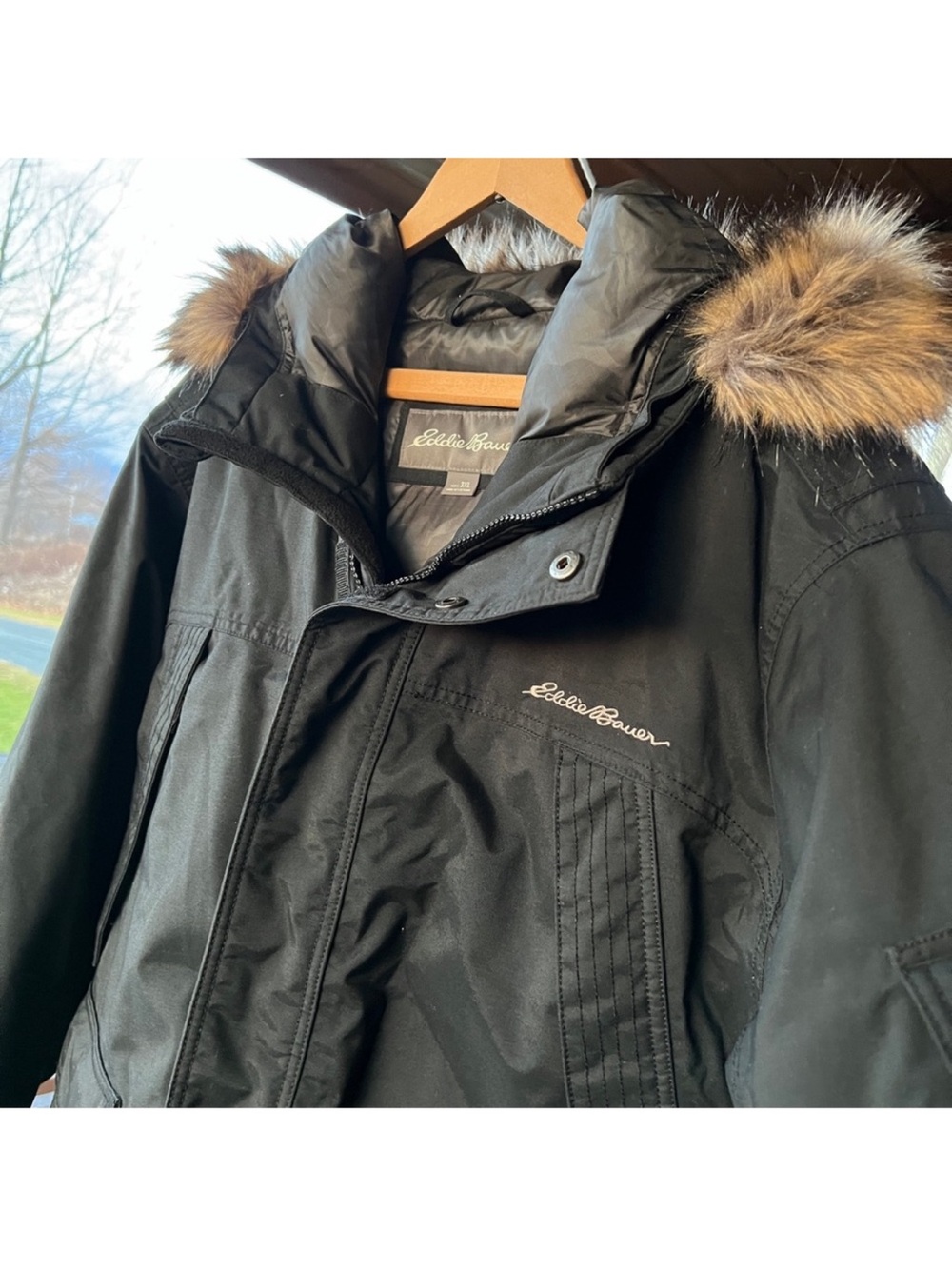 Eddie Bauer Down Waterproof Black Bomber Jacket XXXL